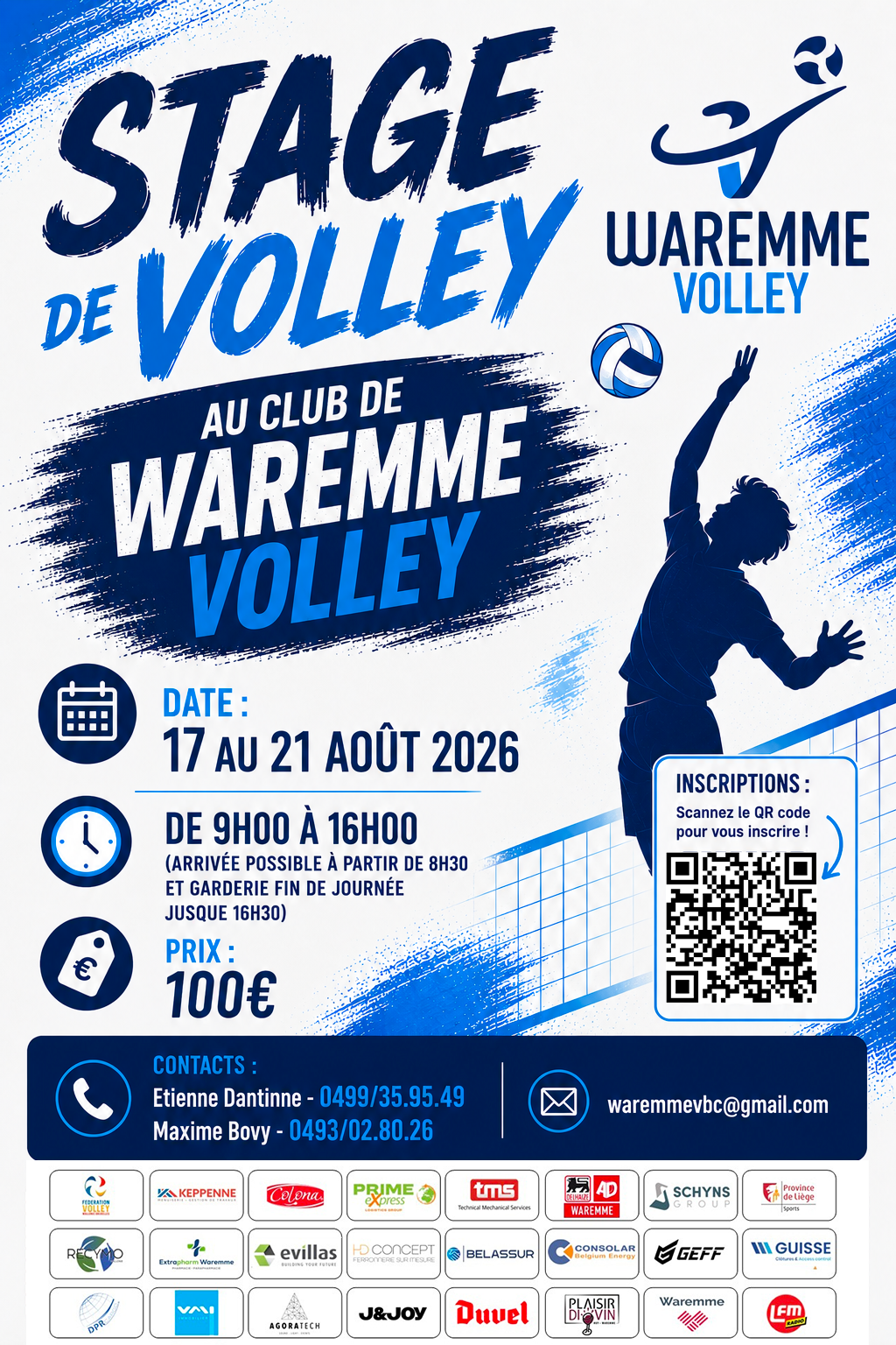 Nouvelle affiche du Stage Waremme Volley d'août 2026