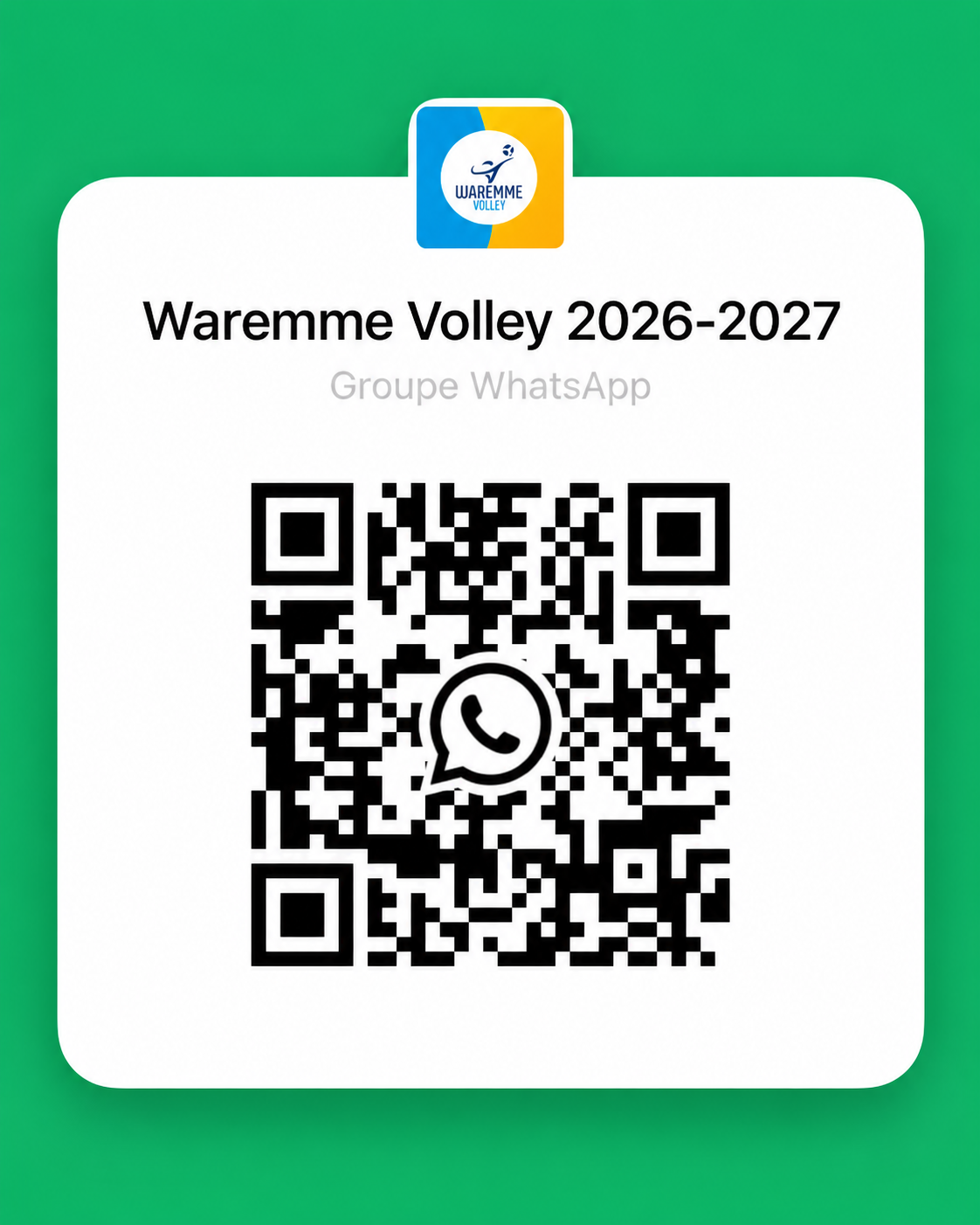 QR code du groupe WhatsApp Waremme Volley 2026-2027